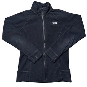 The North Face Womens TKA 100 Fleece Jacket Full Zip Black Medium Mock Neck Logo